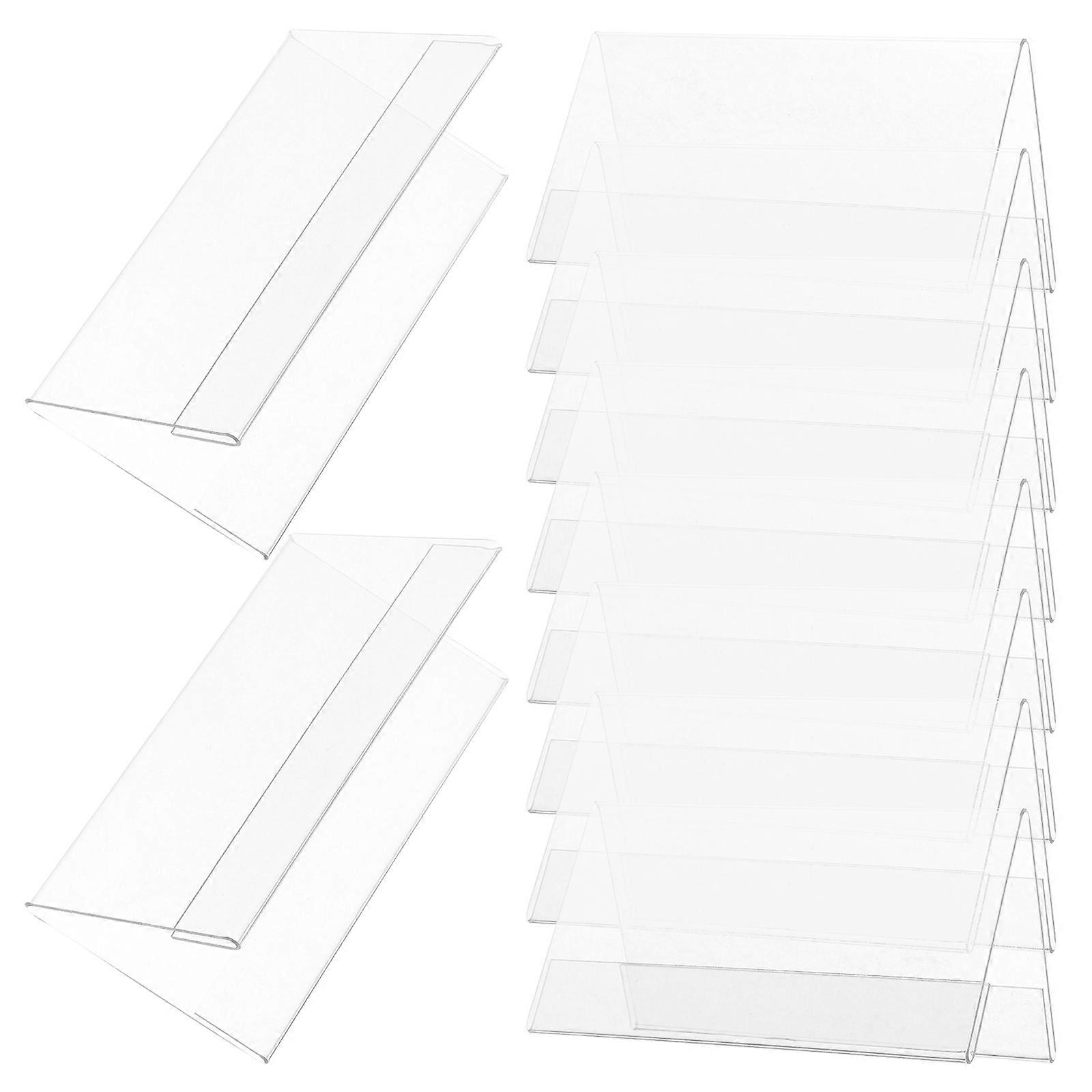 Clear Plastic Name Tent Holder for Office Desk with Double Sided Display 40Pcs