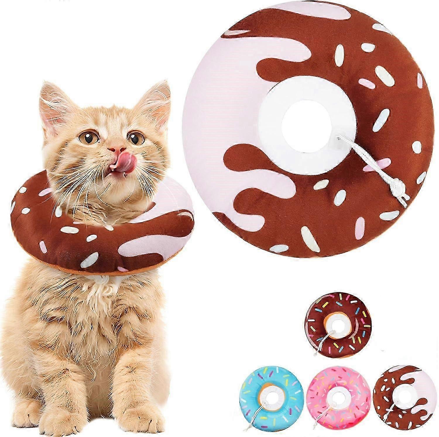 Cat Cone Collar Soft, Cat Recovery Collar for Wound Healing Cute Donut Adjustable Kitten Cones to Stop Licking Comfortable Lightweight Neck Elizabetha