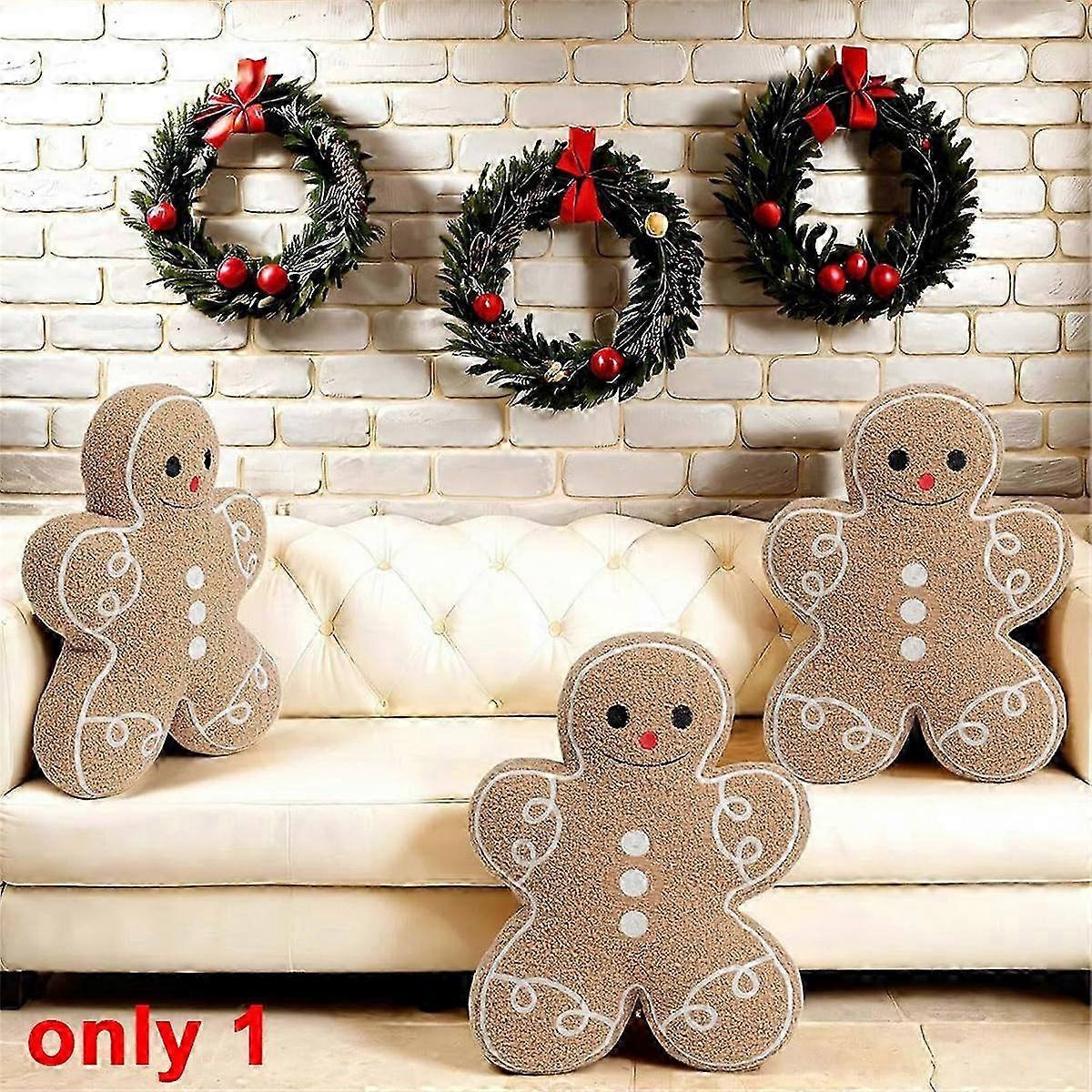 Gingerbread Man Throw Pillow, Christmas Decorative Plush Pillow