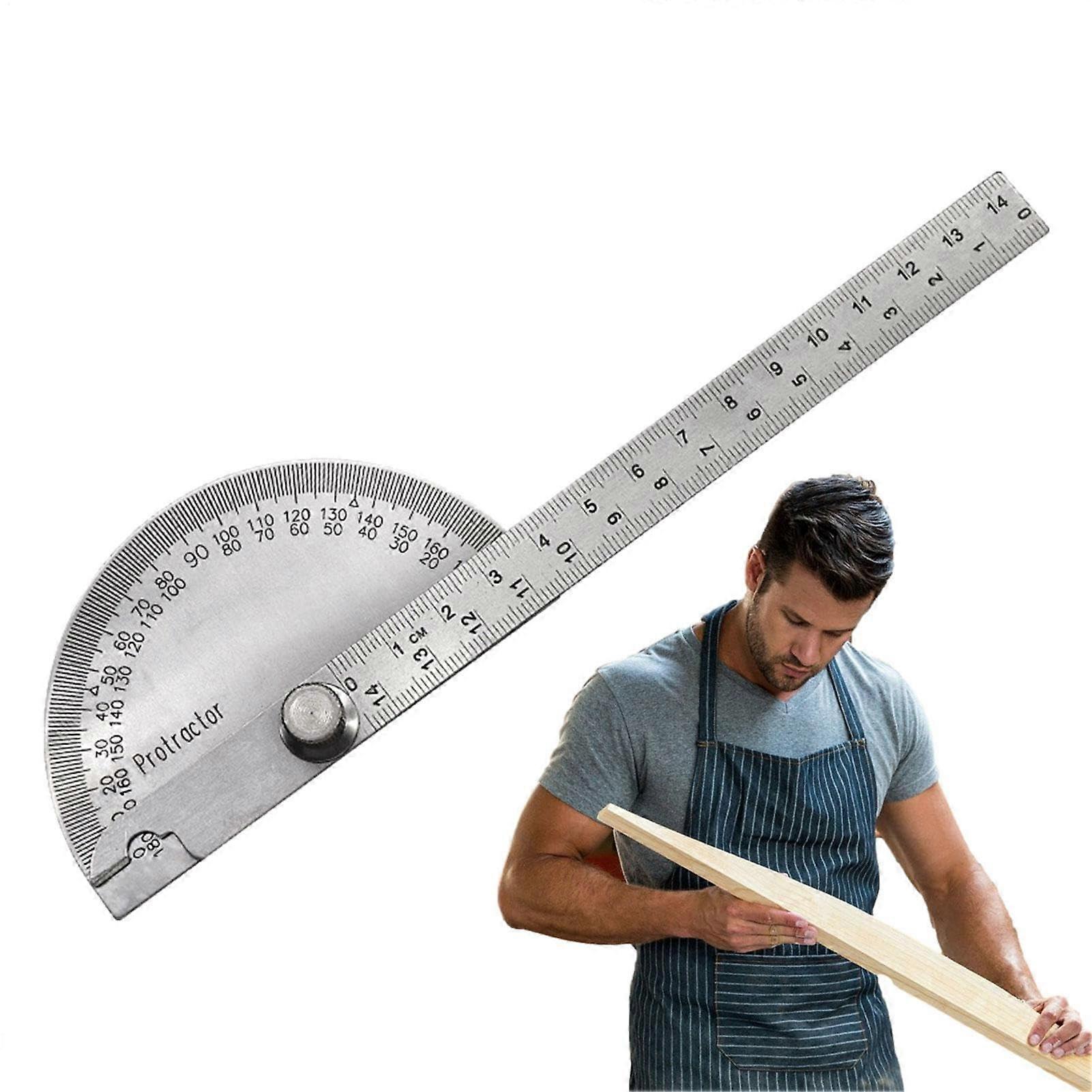 Protractor Angle Finder Stainless Steel 180 Degrees Gauge For Woodworking Ruler Measure Tool Math Protractor 14 Cm Solid