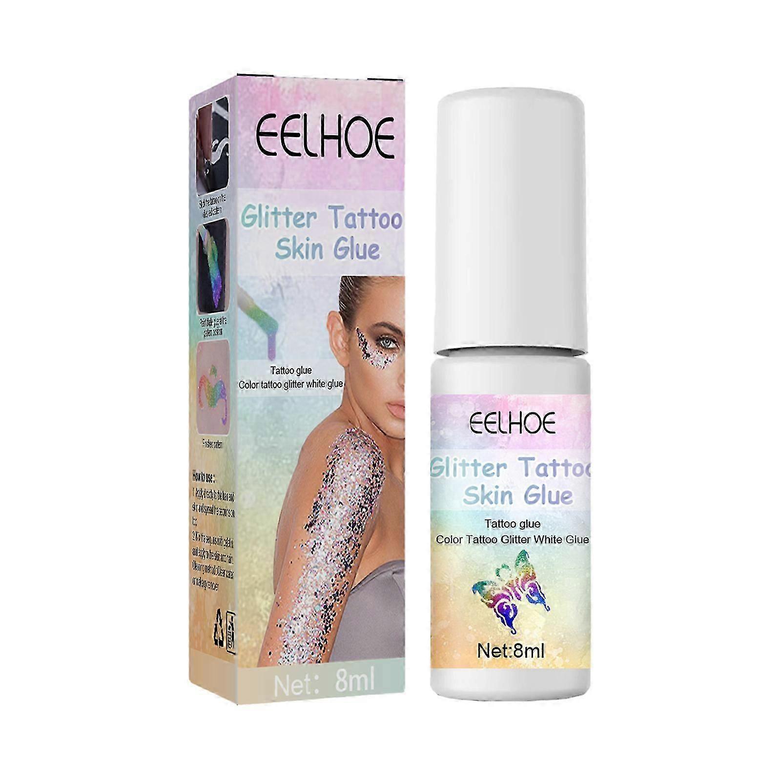 Skin Adhesive for Flash Tattoos with Glitter Finish