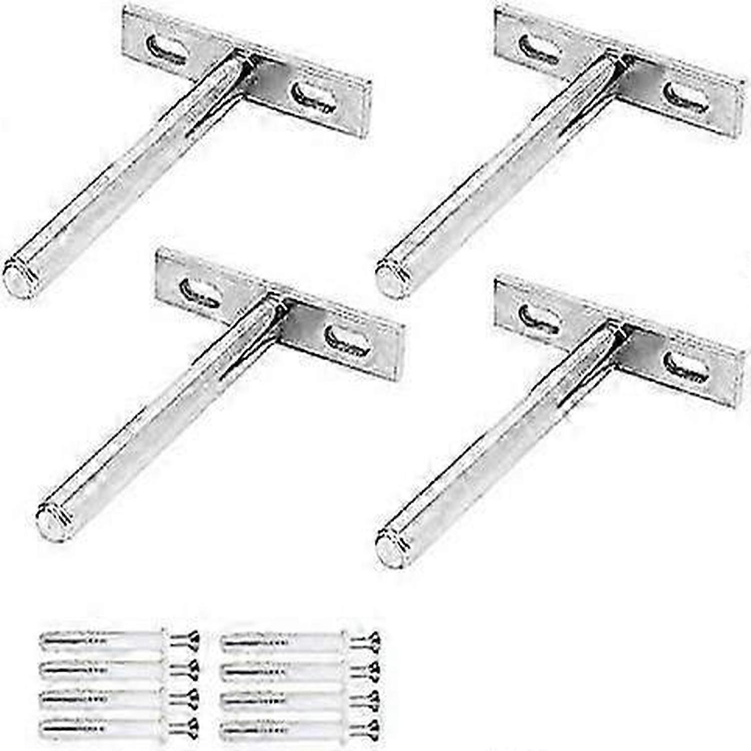 4 Pieces Invisible Floating Shelf Brackets Hidden Fixture T Shape Wall Shelf Bracket For Fixing Wooden Shelf Brackets