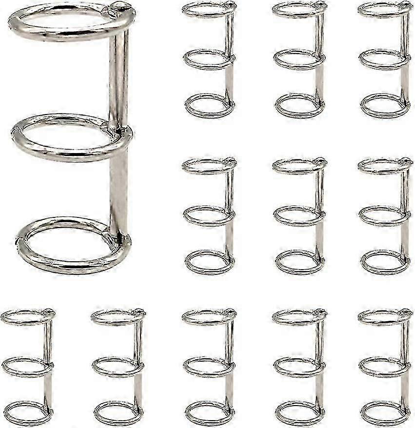 12 Pcs Silver Book Rings 3 Holes Metal Loose Leaf Binder Snap Split Hinged