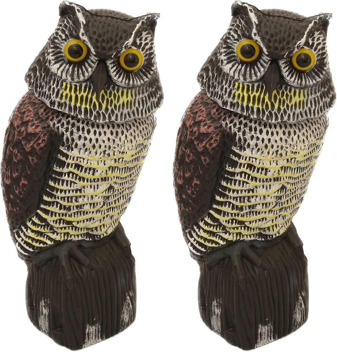 2 X Large Realistic Owl Decoy With Rotating Head Bird/pigeon/crow Scarer
