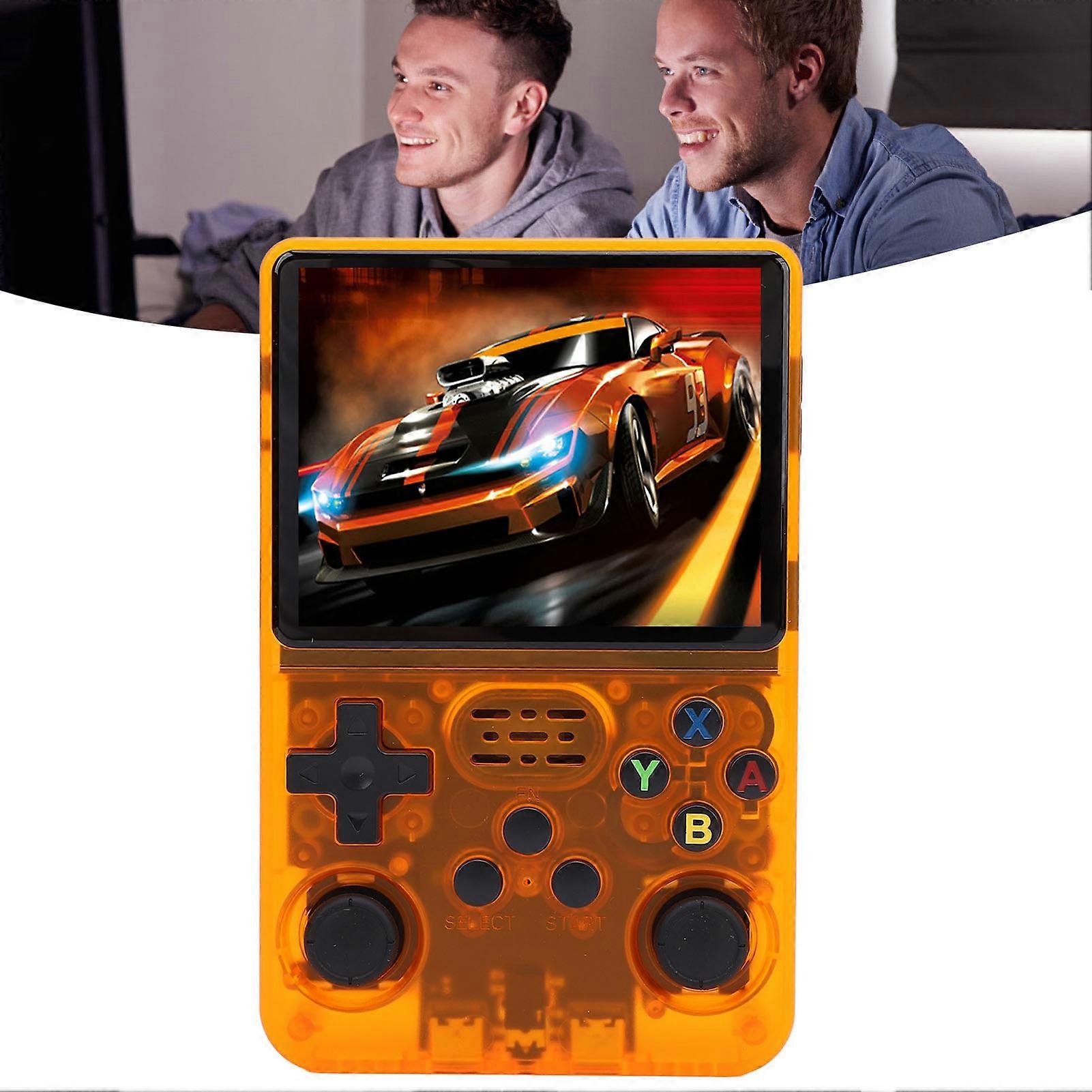 Handheld Game Console 32GB 64GB 3.5 Inch IPS 640x480 Screen 30000 Games Portable Retro Video Gaming Console Transparent Orange 