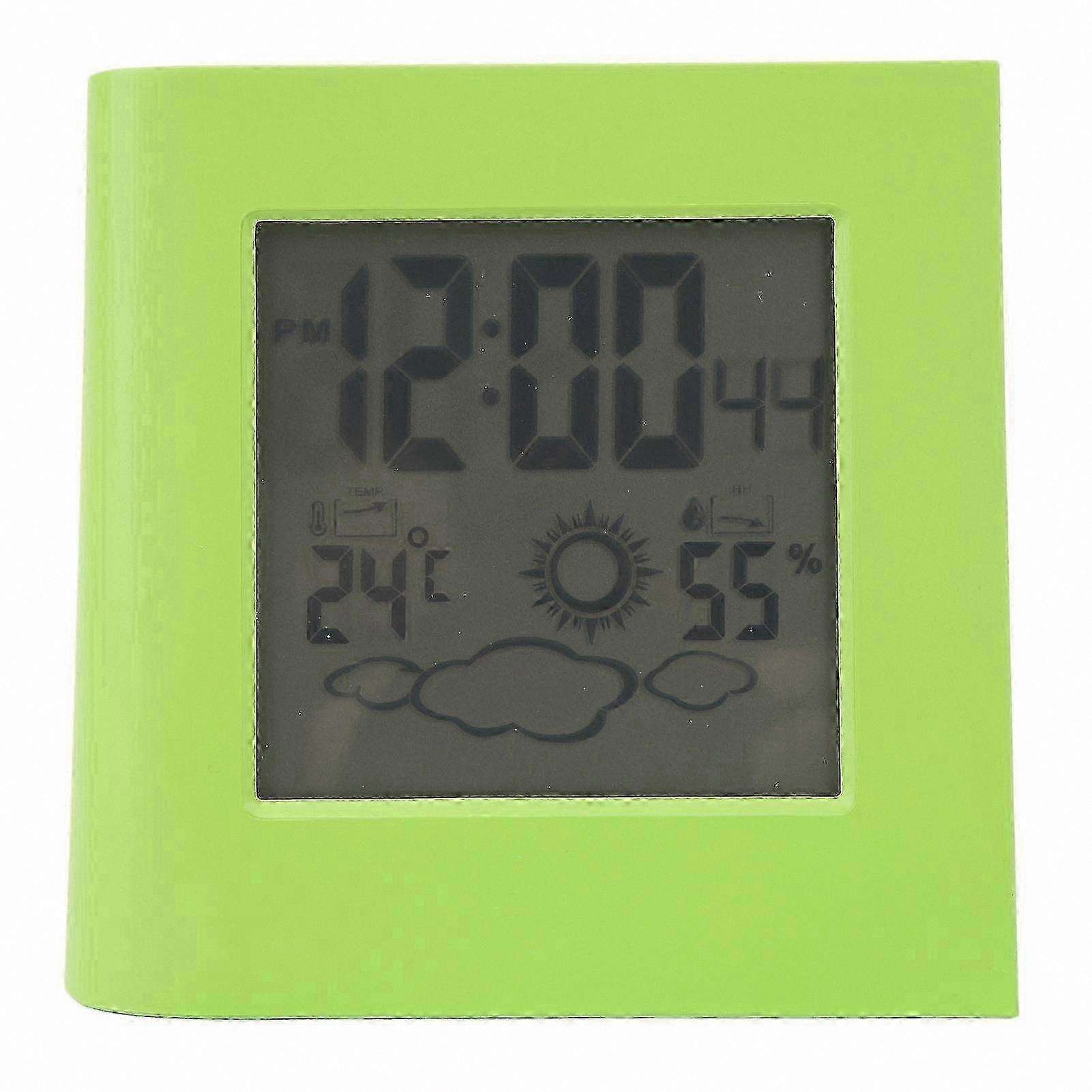 Dual Power Weather Station with Clock, Temperature and Humidity Monitor, Solar Backup, Green Design