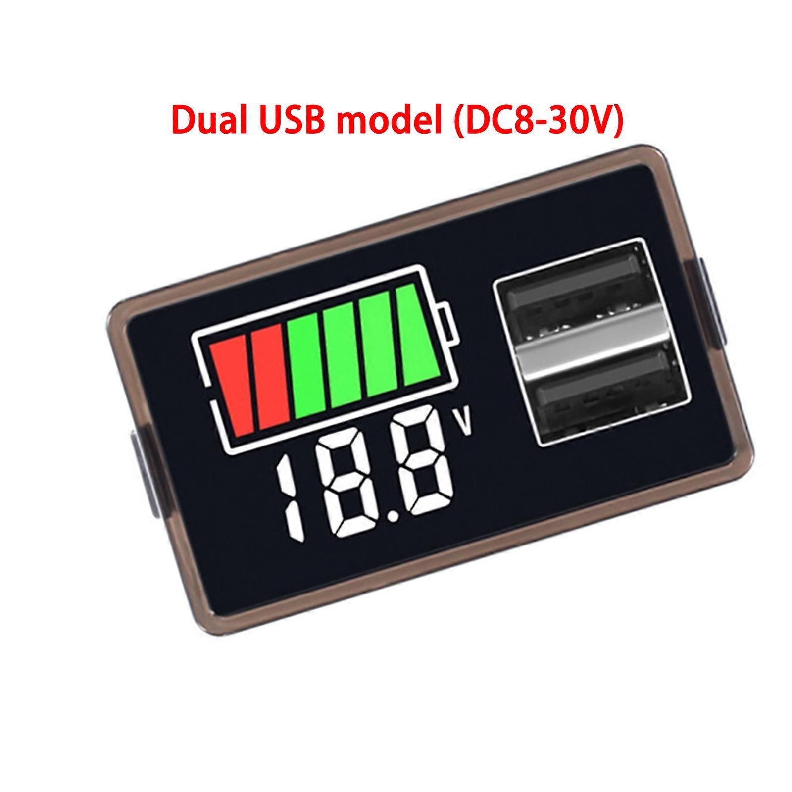 Double USB Port Battery Charging Indicators Meter For Lithiums Batteries Real Times Voltages Monitoring Devices  White