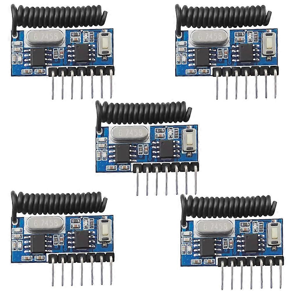 433mhz RF Receiver Learning Code Decoder Module 433Mhz Wireless 4 CH Output for Remote Controls 1527 2262 Encoding 5pcs