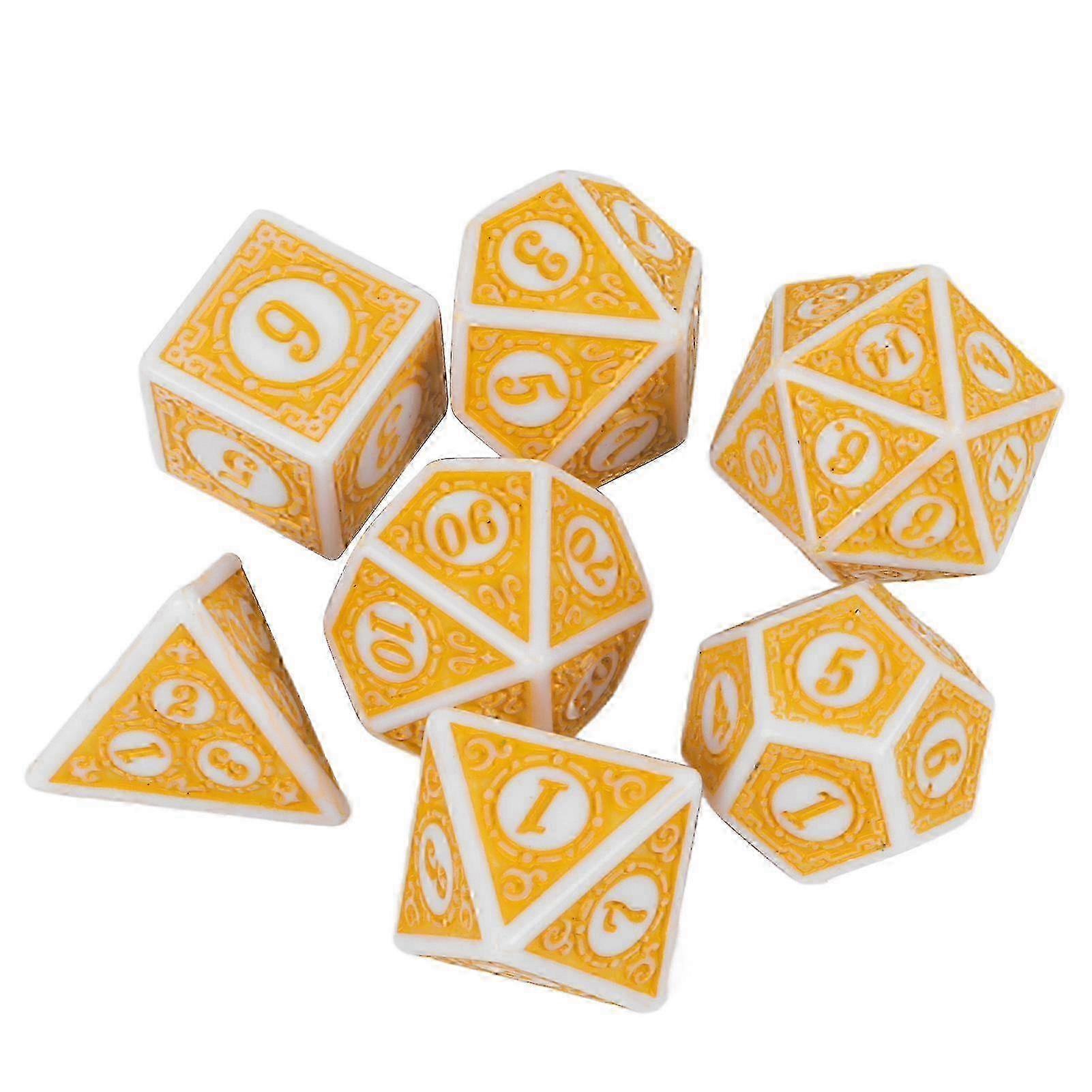 7pcs Polyhedral Dice Set Clear Number Waterproof Portable Table Role Playing Game Dice Set Yellow
