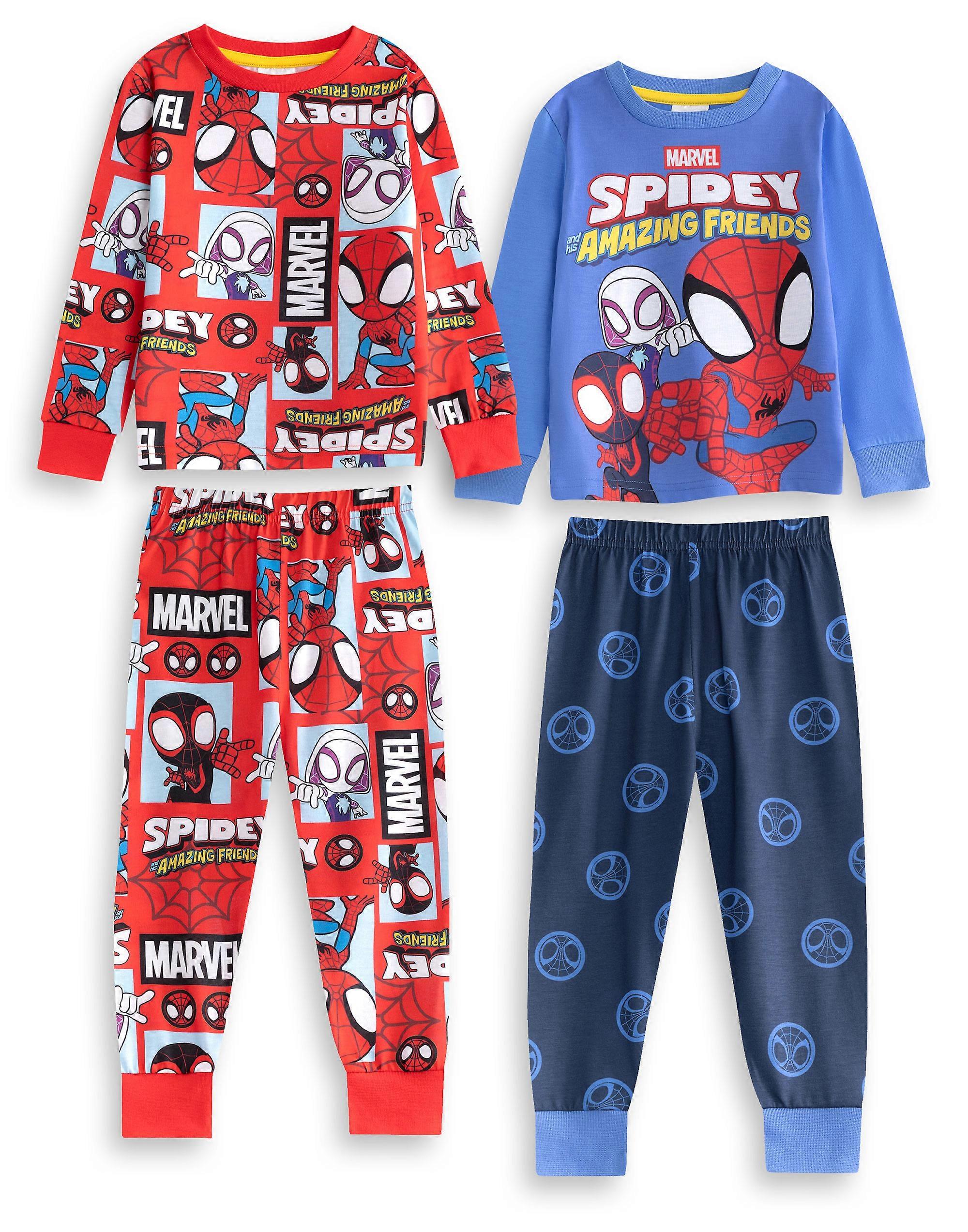 Spidey och hans fantastiska vänner pojkar multipack med 2 långärmade pyjamasset med långa ben, flerfärgad karaktär