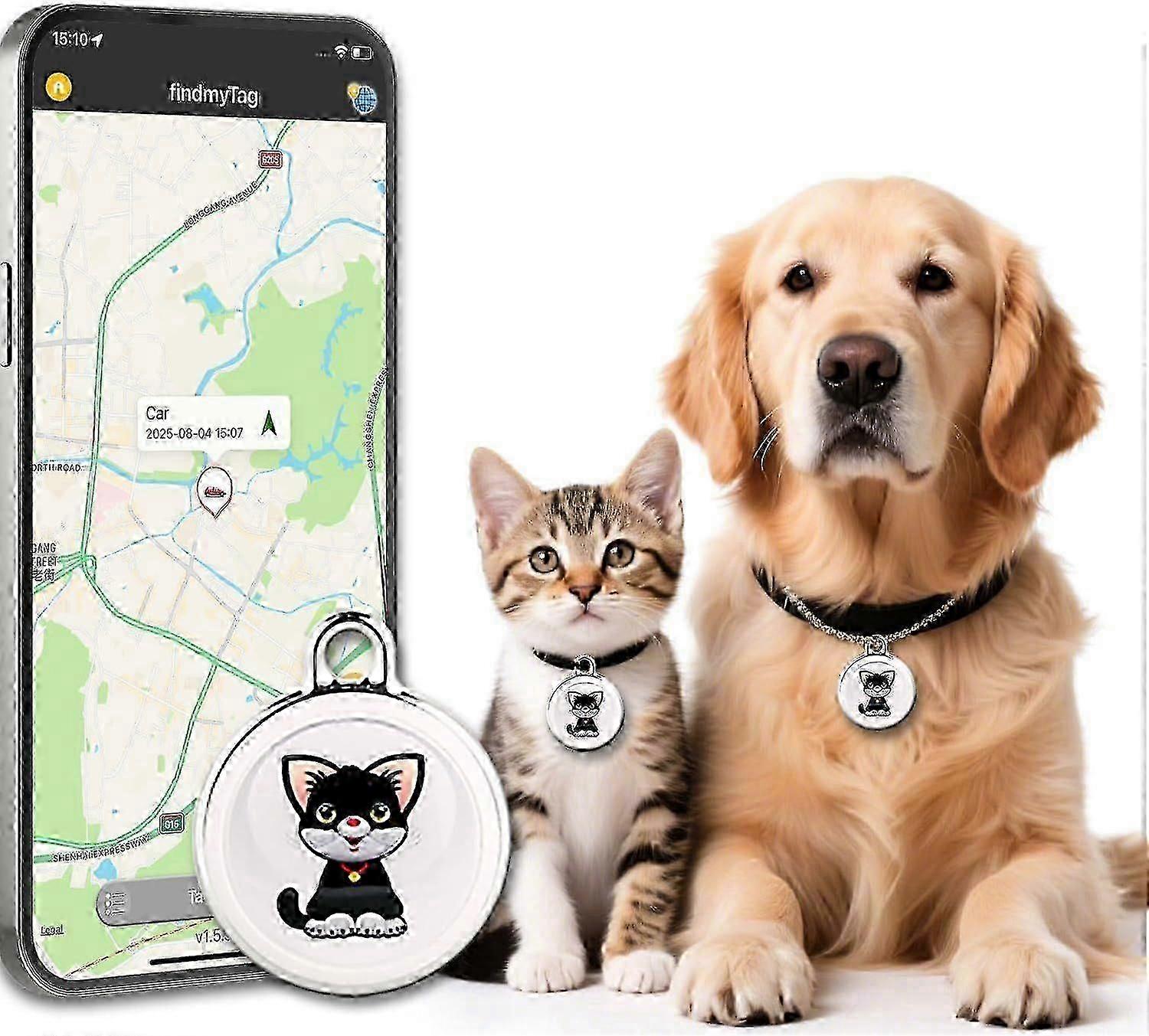 GPS Tracker for Dogs Cats Smart Pet GPS Tracker Mini Real-Time Pet Locator Waterproof Lightweight Locator with 1-Year Battery Track History| Android a