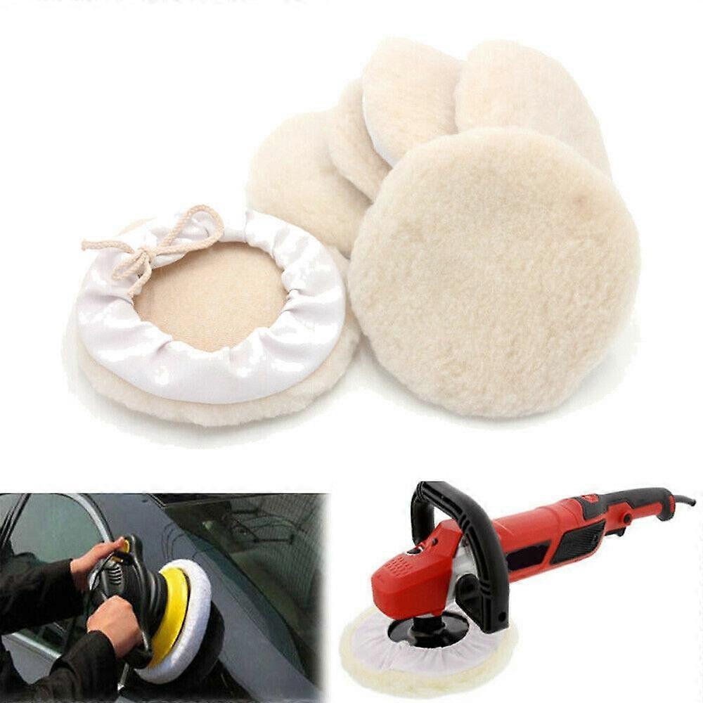 6pcs 7-inch Buffing Pads Car Bonnet Buffing Waxing Pad Kit Buffer Polishing Polisher Pad Wool Buffer