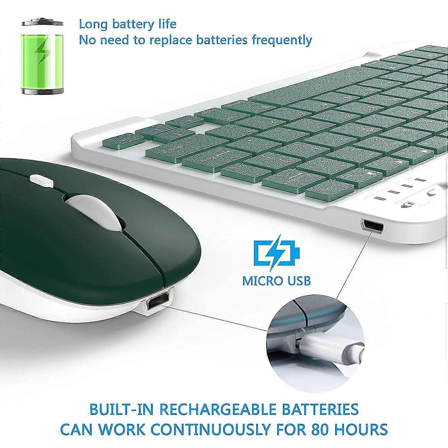 Protable Wireless Bluetooth Keyboard And Mouse Combo Rechargeable Cordless 10 Inch