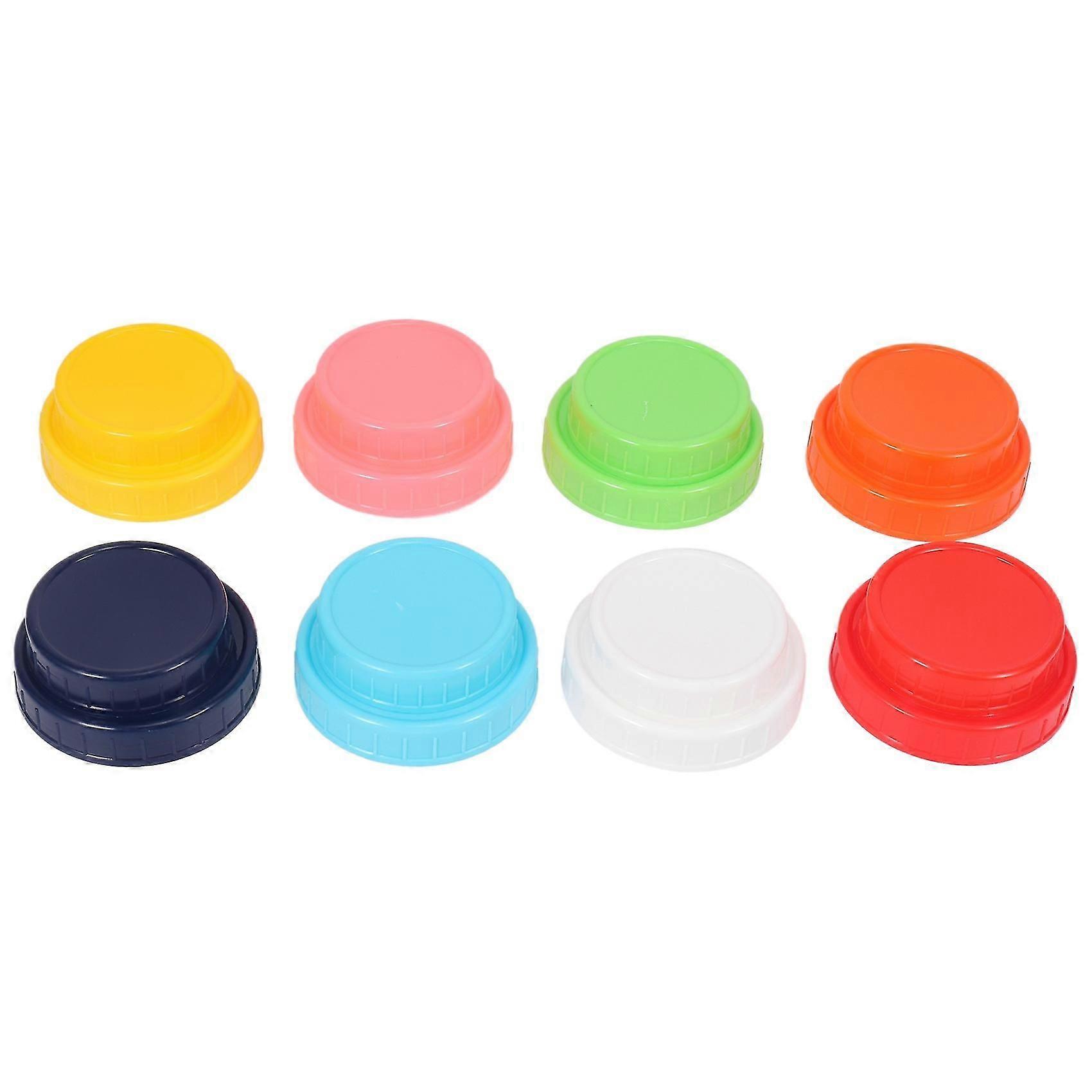 16パックカラープラスチックジャー蓋 - 8広口&8レギュラーマウスボール蓋、滑り止め食品保存キャップ