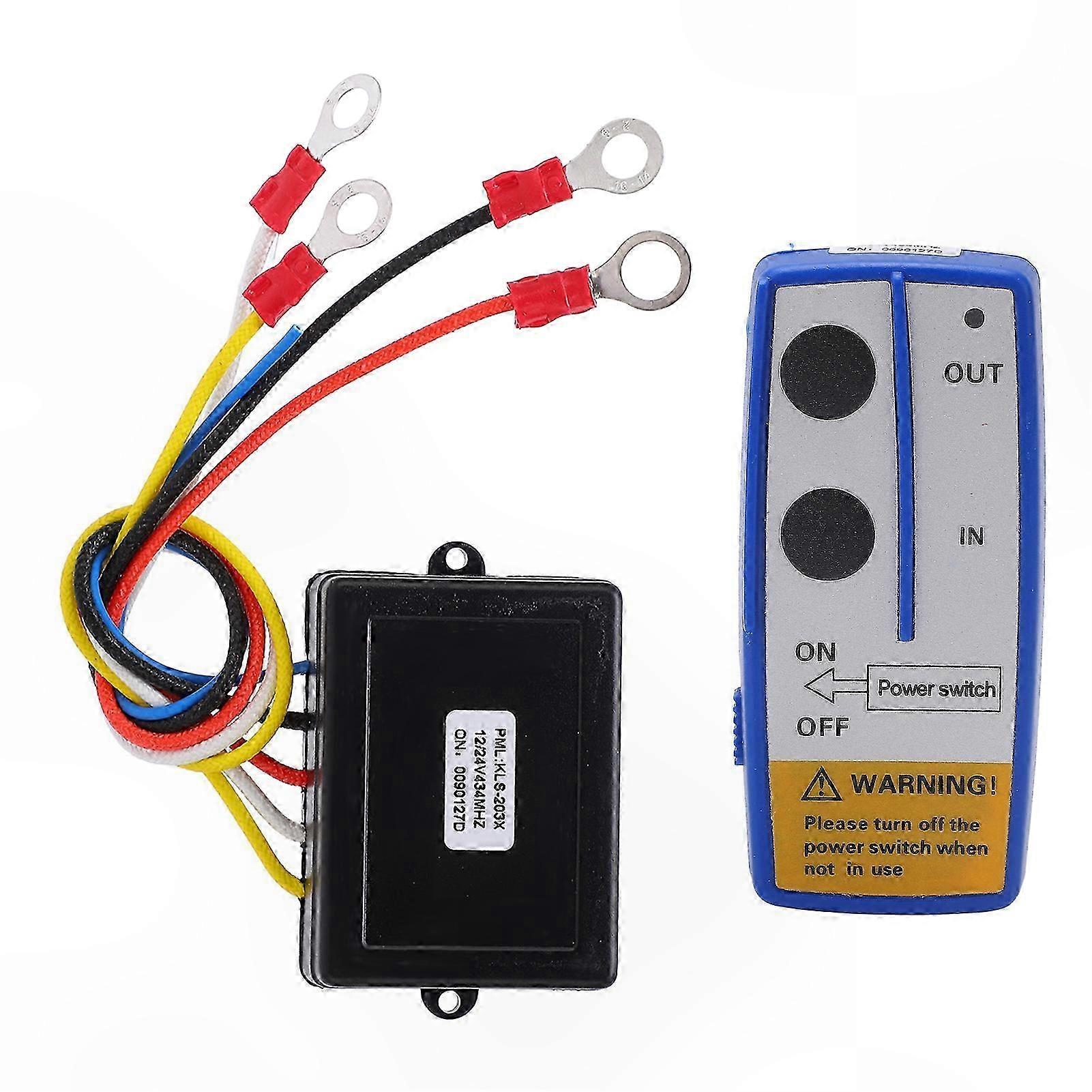 Wireless Winch Remote Control Kit with Receiver for 12V 24V Trucks SUVs ATVs UTVs Heavy Duty Blue Switch