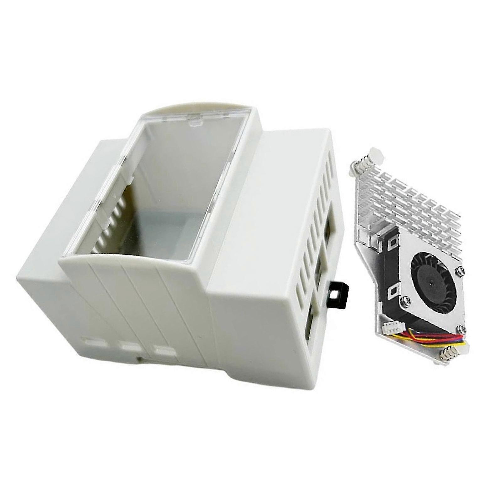 Sturdy ABS Housing Case Optional Active Cooling Fan Heatsink for RPI5 Board DIN Rail Cover Easy Connection Multicolor Cs