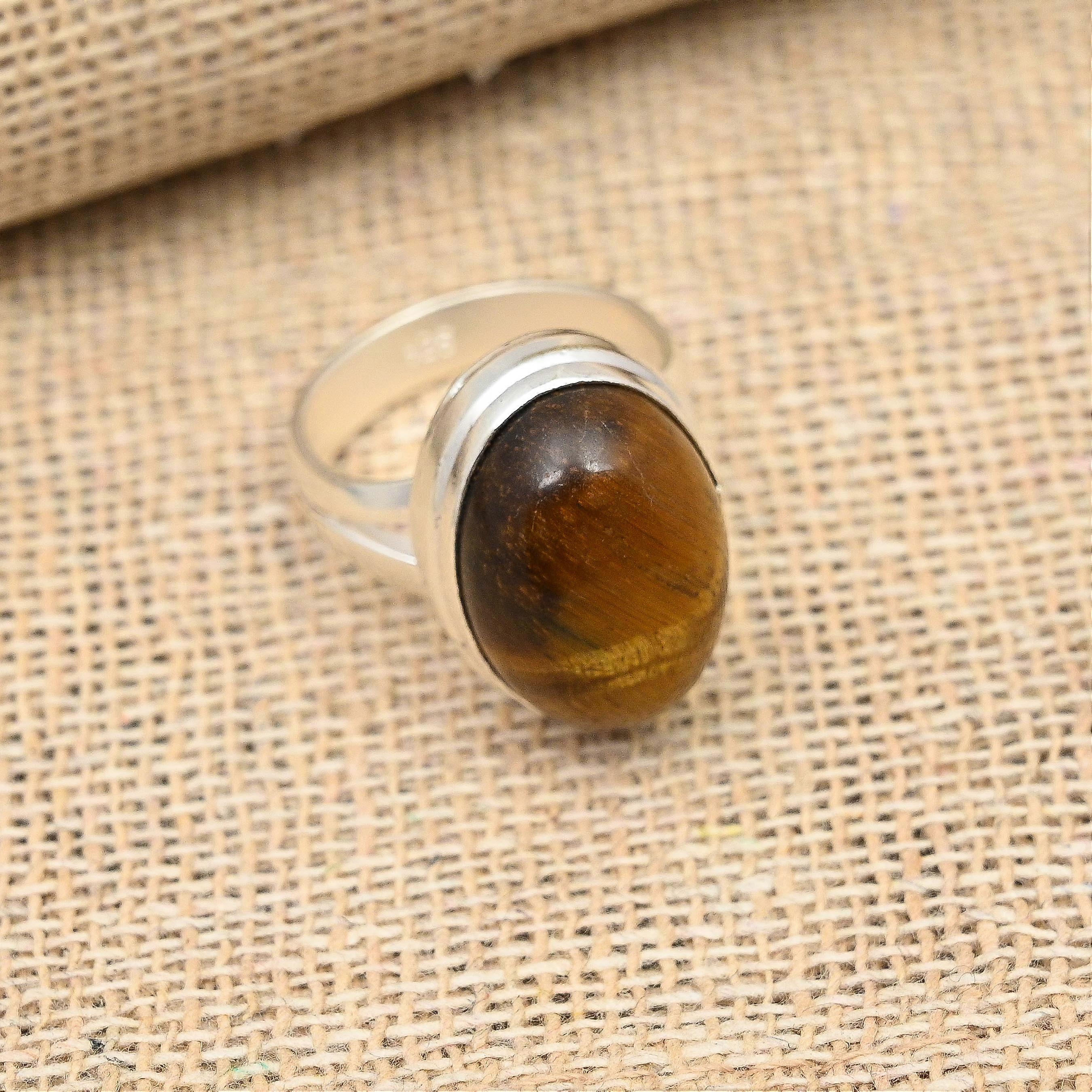 Tiger Eye Gemstone Handmade Solid 925 Sterling Silver Ring Jewelry