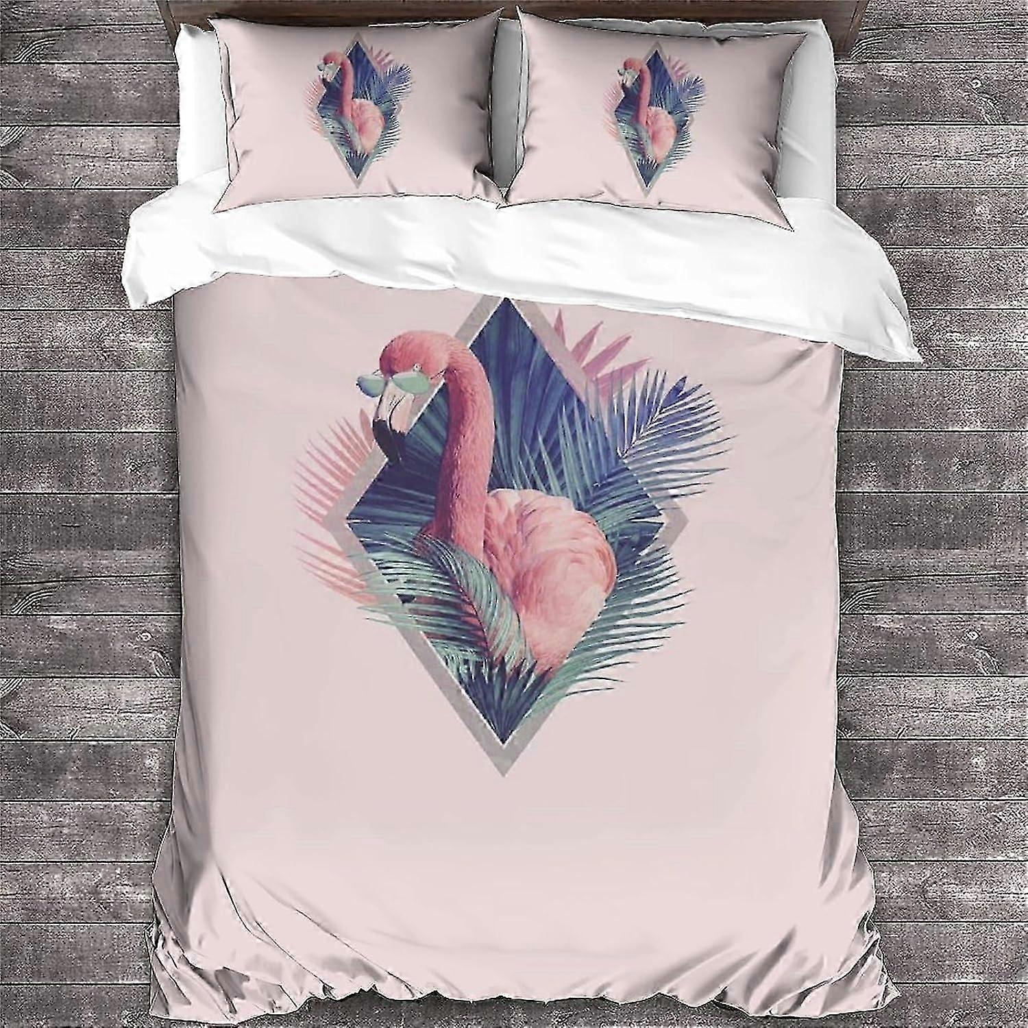 Capa de edredom rosa flamingos, Peças Capa de edredom, fronha, conjunto de capa de edredom de microfibra, conjunto de capa de edredom animal