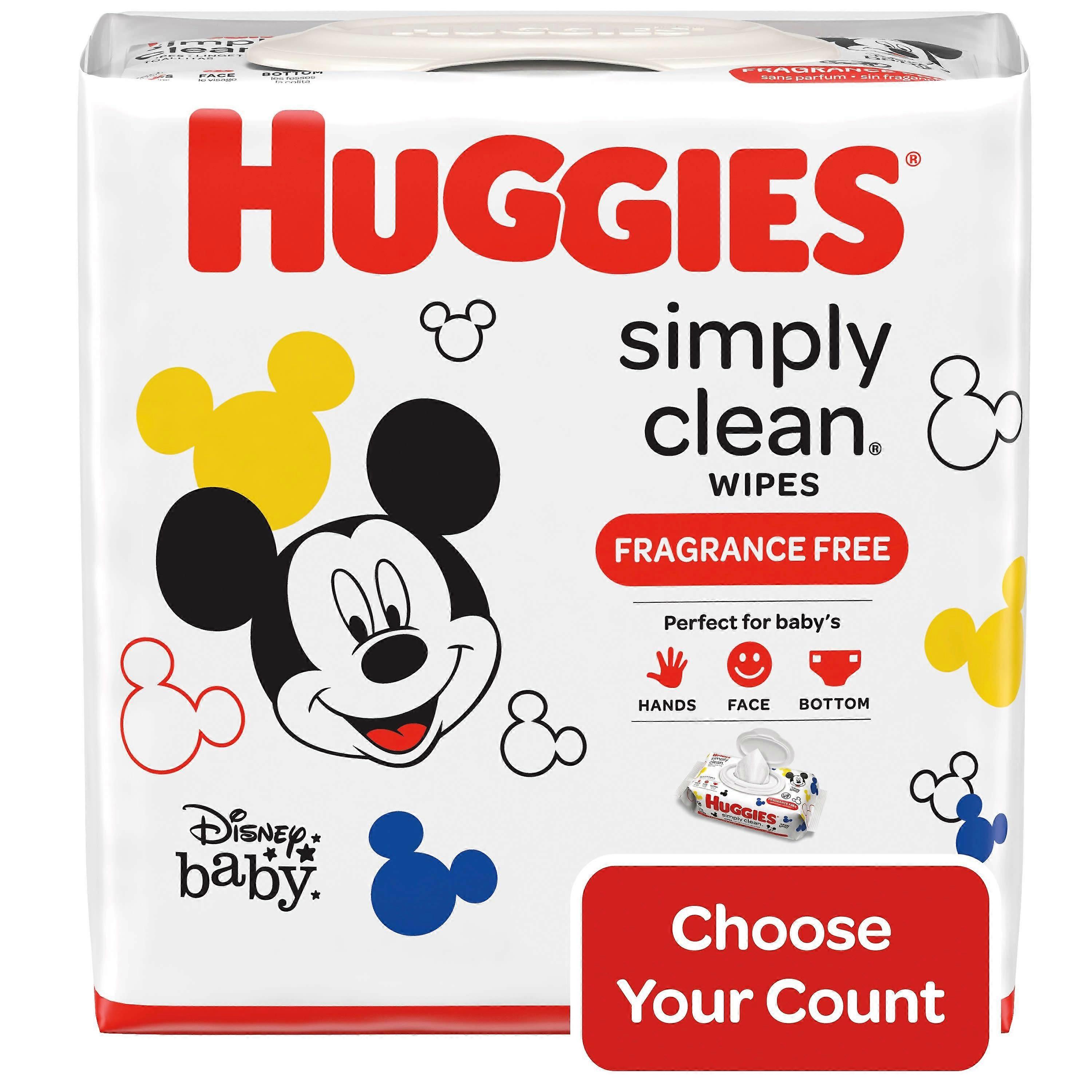 Huggies Simply Clean Unscented Baby Wipes, 3 Flip-top Packs, 192 Ea