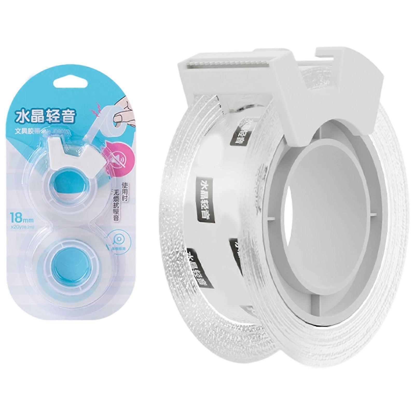 2Rolls Clear Tape with Tape Cutter for Packaging 20Yard Each Multipurpose Adhesive Tape For Paper Document Glass Plastic Multicolor