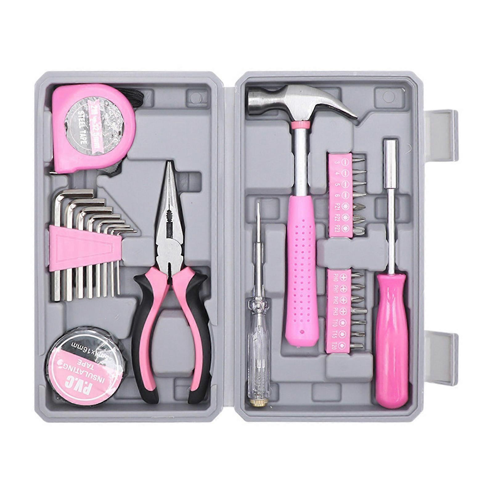 Multifunction Home Repair Tool Kit 29PCS Plier Hammer Hex Key Set With Ergonomic Grip For DIY Enthusiasts Multicolor