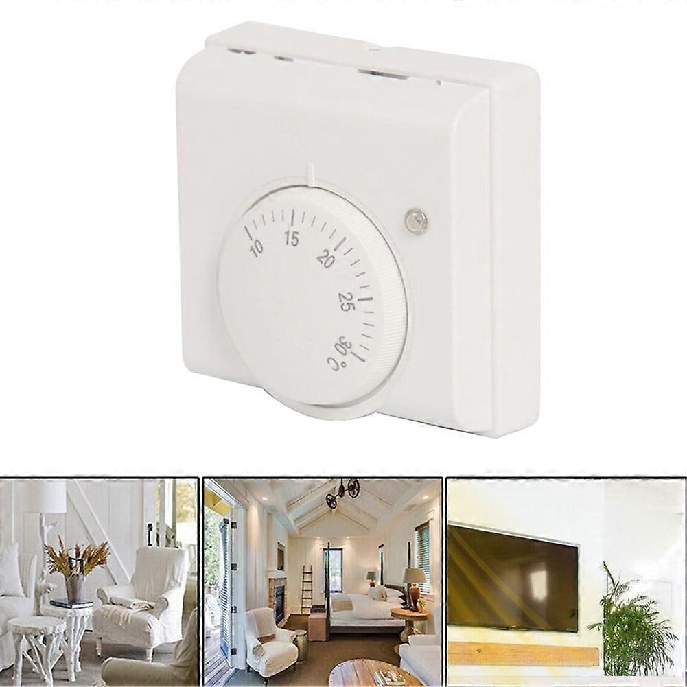 Temperature Switch Thermostat L83 X H83 X T31mm Mechanical Room Temperature Controller White 2-wire 220V AC ABS