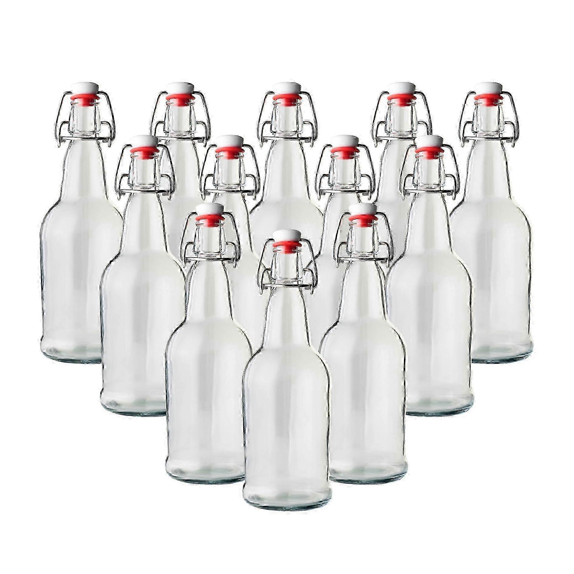 Bouteilles en verre à bouchon mécanique 473 ml (16 oz) – Lot de 12 bouteilles transparentes pour brassage maison