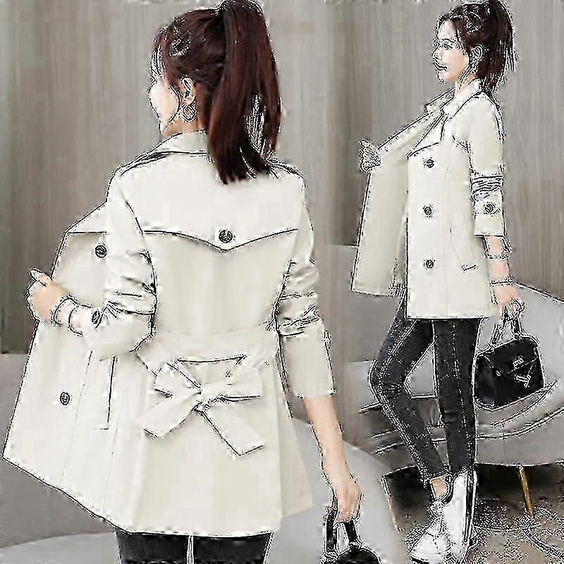 ربيع الخريف معطف الخندق ملابس نسائية نحيف بأكمام طويلة سترة واقية قصيرة مع حزام ملابس خارجية غير رسمية قمم أنثوية بطانةP2025041100663