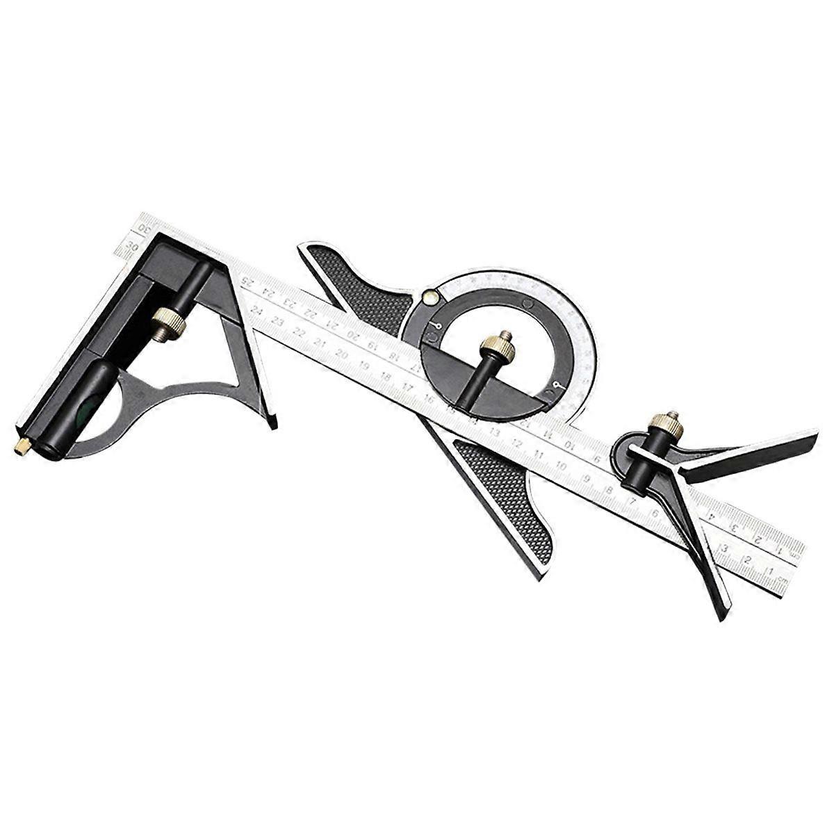 3-in-1Woodworking Combination Square 300mm Adjustable Set - Measuring Ruler,Angle Finder & Protract