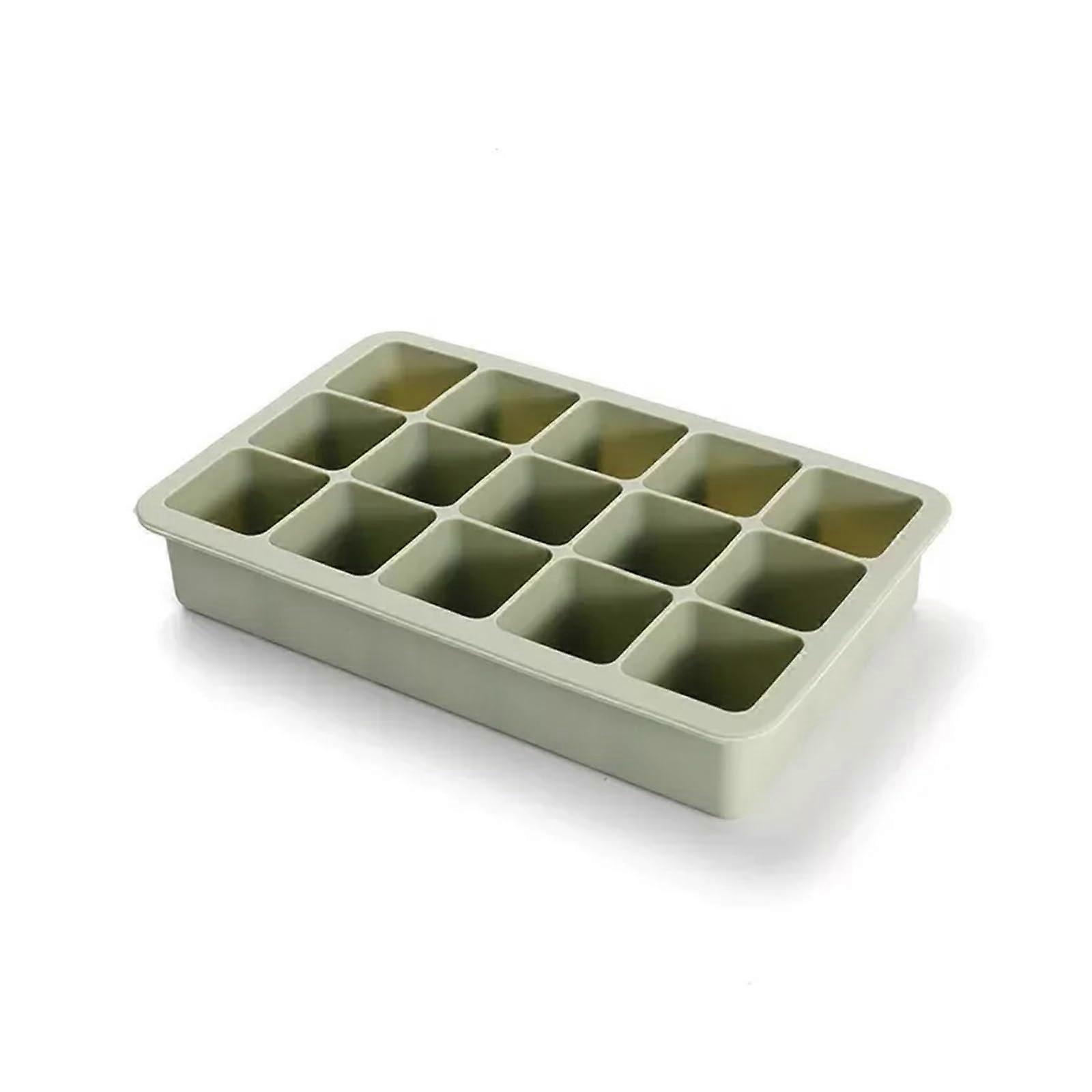 Silicone Ice Cube Tray 15 Grid Easy Release Mold for DIY Ice Making at Home or Bar Green