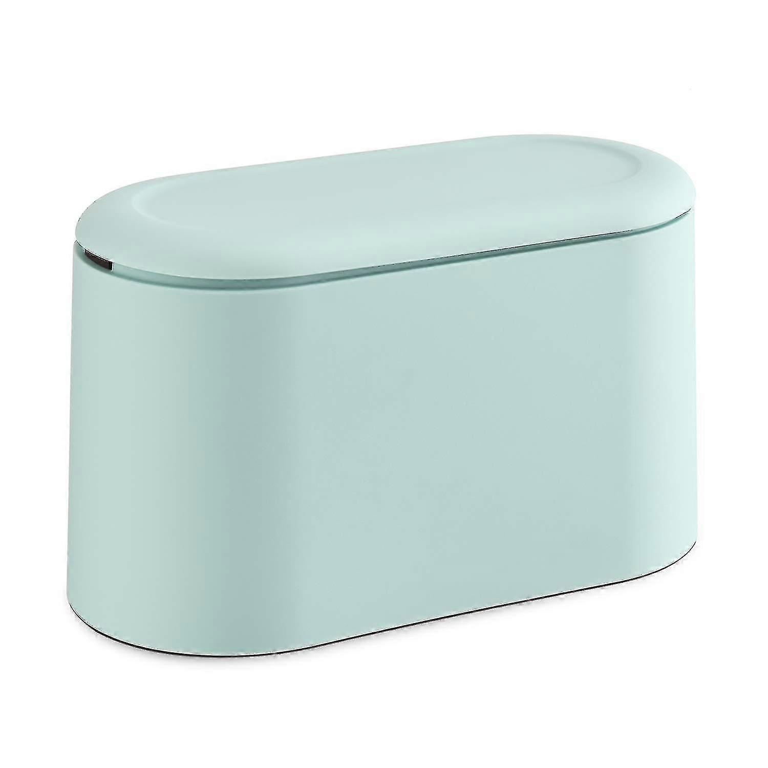 Mini Countertop Trash Can with Lid for Desktop, Small Garbage Can for Office, Tiny Wastebasket, Plastic, Light blue-hy