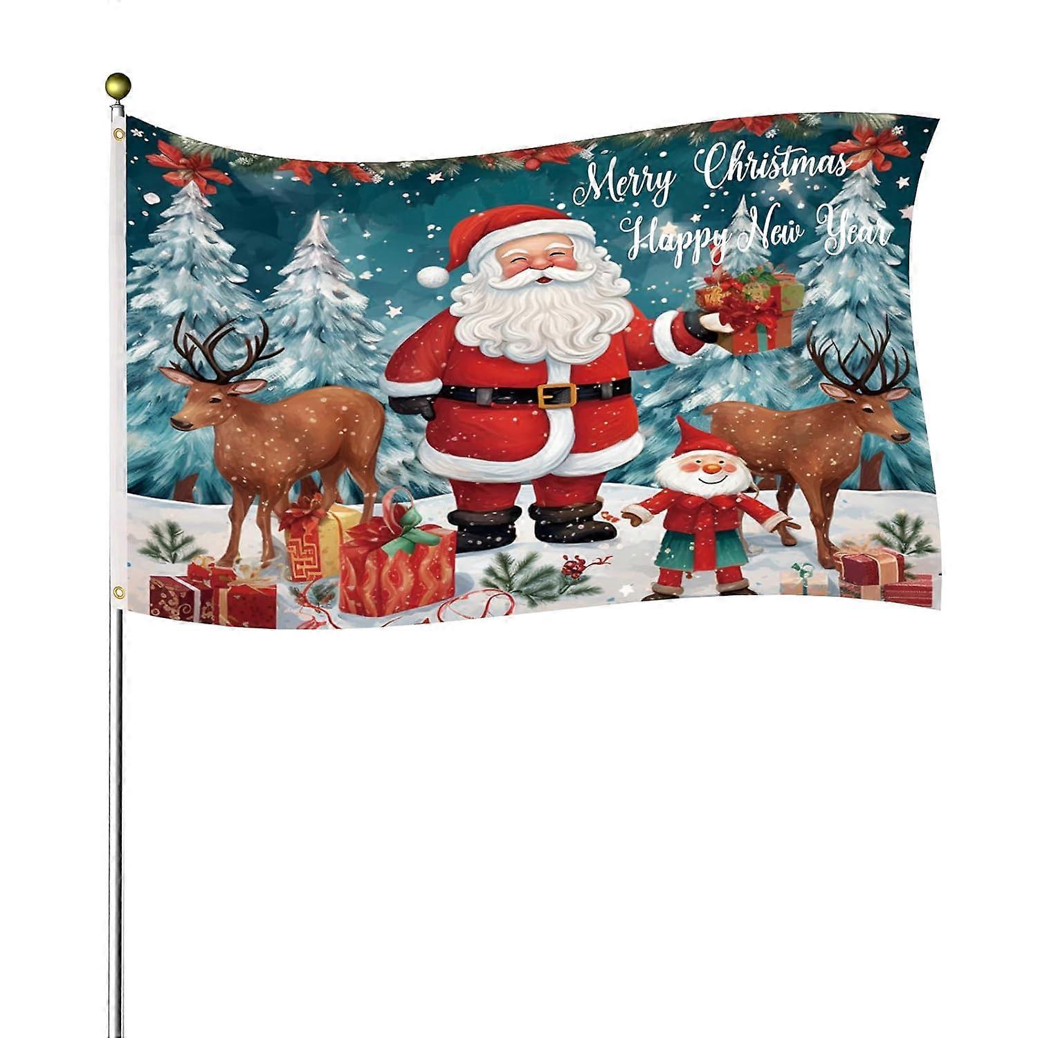 Large Christmas Flag, Merry Christmas Banner Double-Sided Polyester