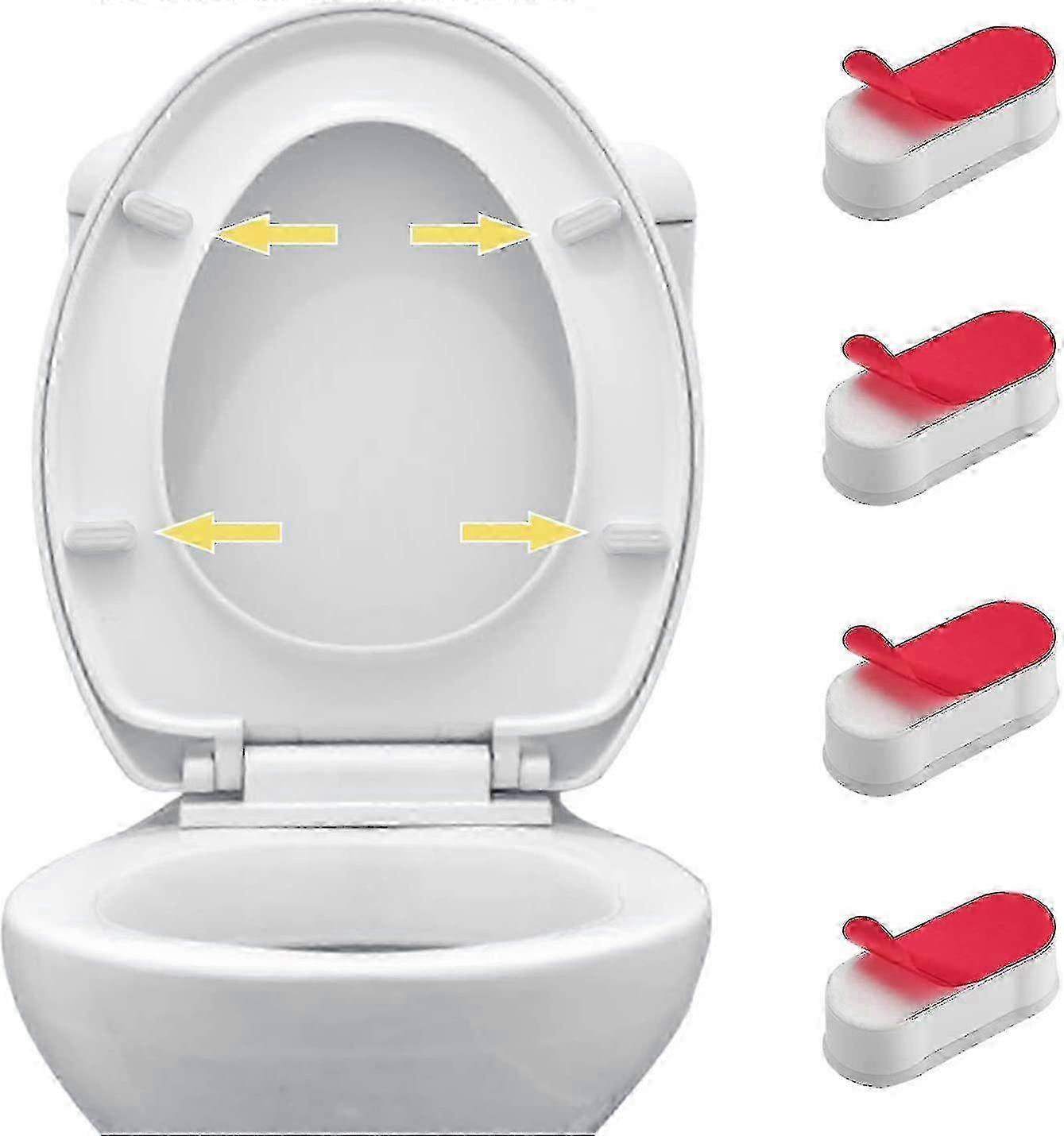 e Universal Toilet Seat Bumper Kit - 4 Pack Toilet Seat Bumper For Use With Bidet, Lid; Feature Adhesive Pads, Solid, Oval, White