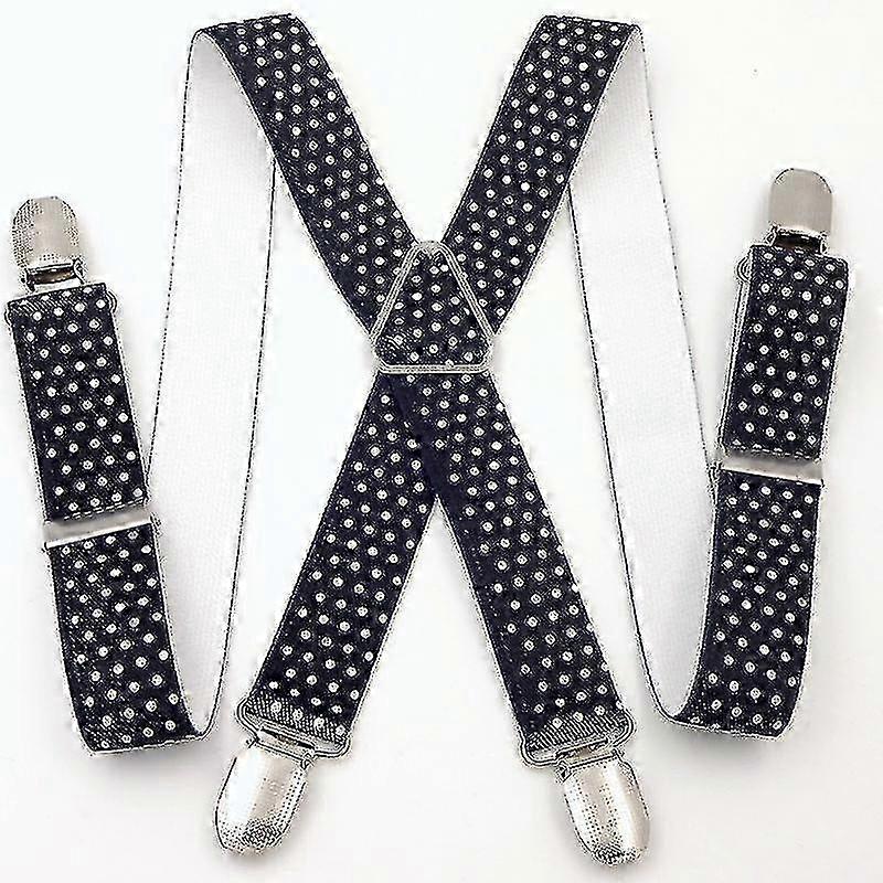 For Men - Wide Suspenders with Ultra - Resistant Elastic & 4 Strong Clips, Adjustable up to 65cm