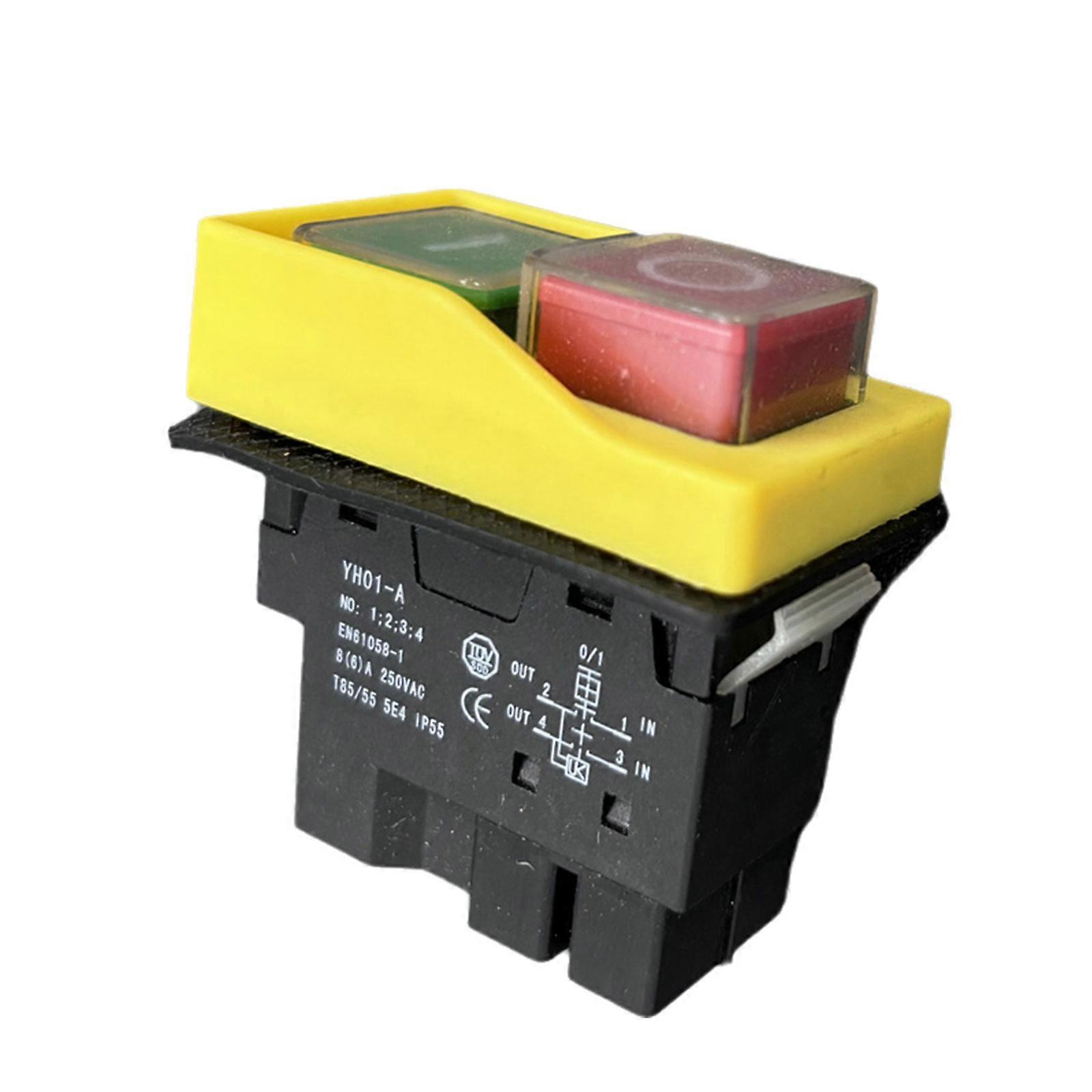 YH01 Waterproof Electromagnetic Device Over & Under Voltage Protections Push Button Suitable for Electrical Appliances Multicolor