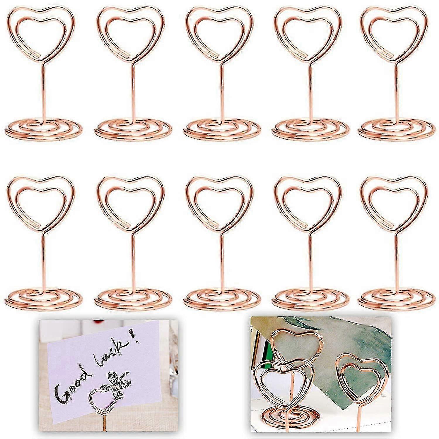 10 Pcs Table Number Card Holders,love Heart Shape Stand Holders Shaped Place Menu Paper Clips, Name Card Holders f74