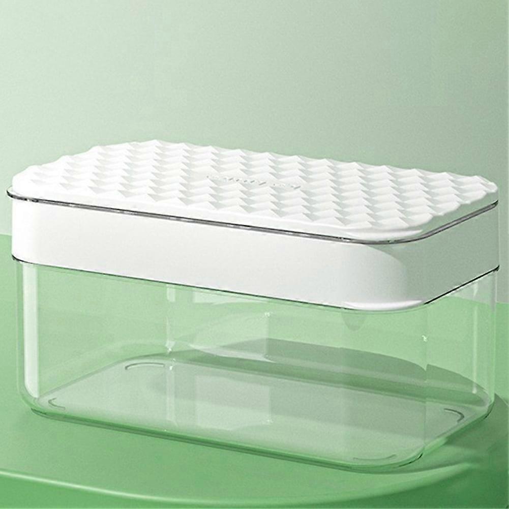 Ice Cube Tray with Lid & Bin, Mini Trays + Scoop/Tongs, Small Freezer Ice Maker, Stackable Kitchen Gadget - Apartment Essential, Easy-Release White