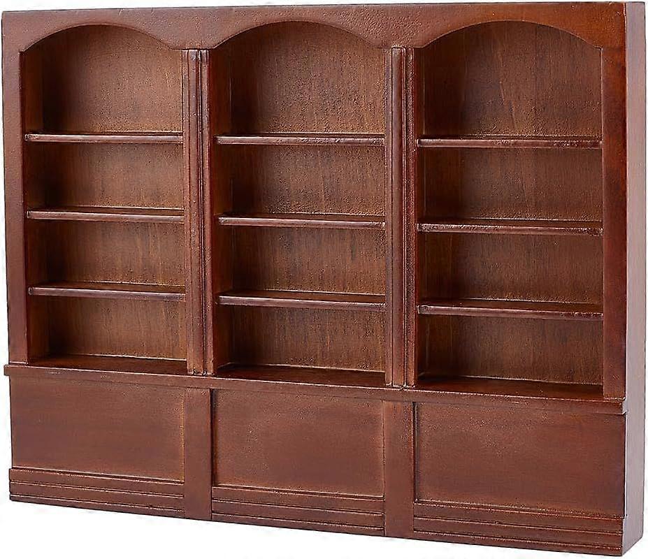 Miniature Wooden Bookshelf 1:12 Scale Brown Mini Bookcase Display Shelf Mini Wood Bookcase Model Miniature Furniture Wooden Display Cabinet Bookcase f