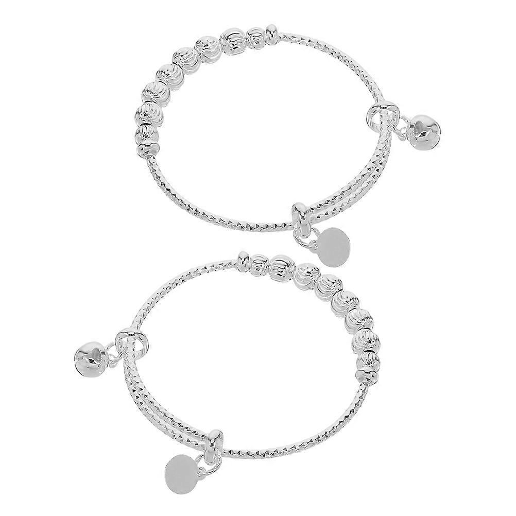 Toddler Bracelet 2Pcs Silver Bangle For Infants Enhancing Auditory Perception During Special Occasions And Presentations