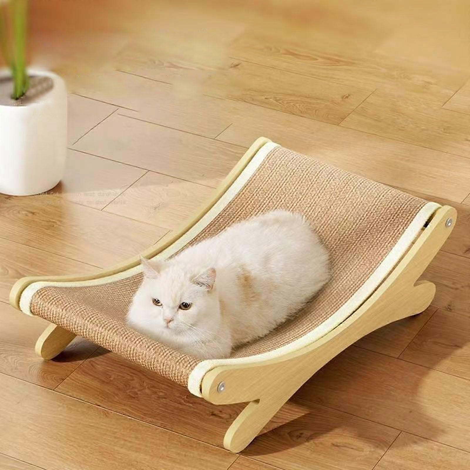 2in1 Cat Hammock and Scratcher with Elevated Wooden Frame and Durable Sisal Surface