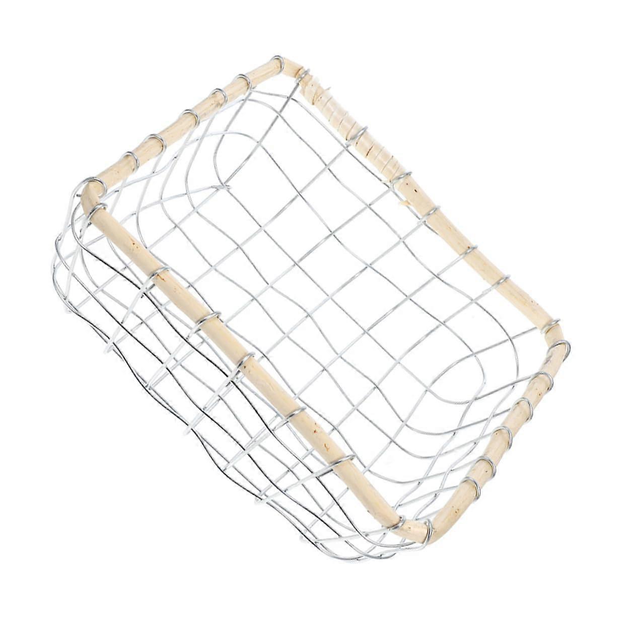 Wire Fruit Basket for Kitchen Counter with Sturdy Iron Frame, Small Square Storage for Vegetables, Bread and Snacks