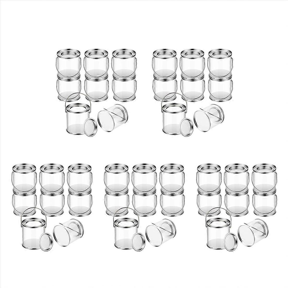 Farbeimer, transparenter Eimer mit Metalldeckel und Griff, 8er-Pack