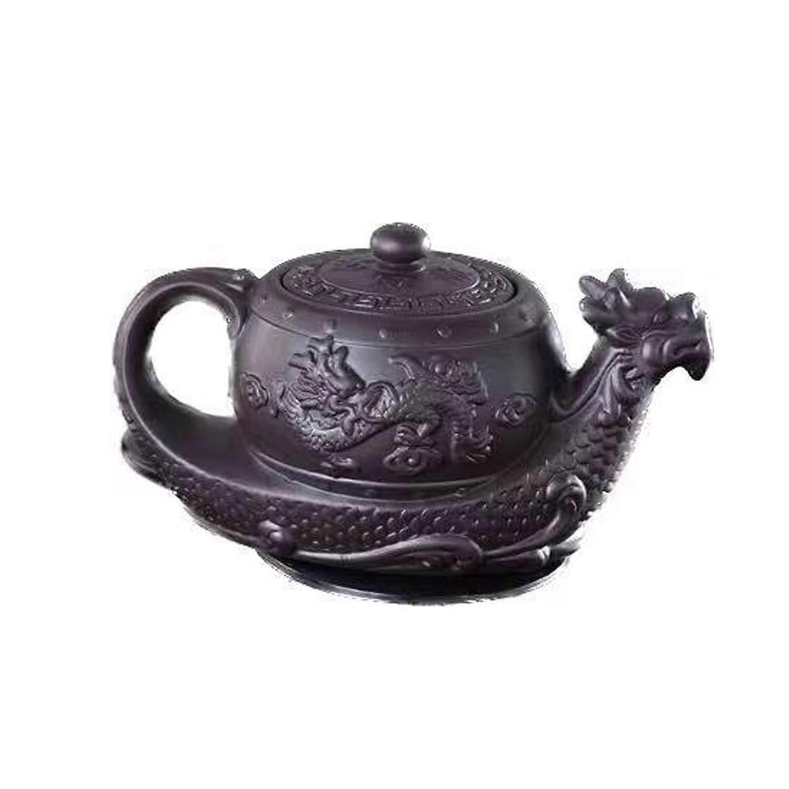Handmade Zisha Teapot with Elegant Dragon Design, Large Capacity Porcelain Tea Pot for Brewing and Serving