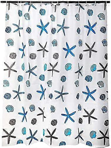 Eco Friendly Waterproof Shower Curtain Ocean Theme with Rustproof Grommets Starfish Seashells 86x70