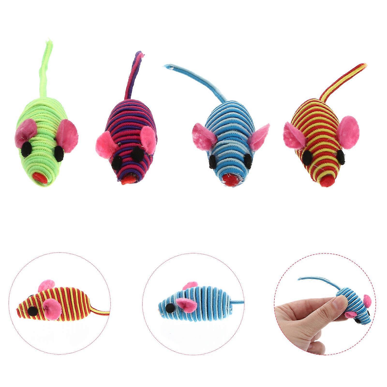 12pcs Elastic Rope Mouse Toy Funny Mouse Cat Playing Props Cat Teaser Interactive Toy (Random Color)
