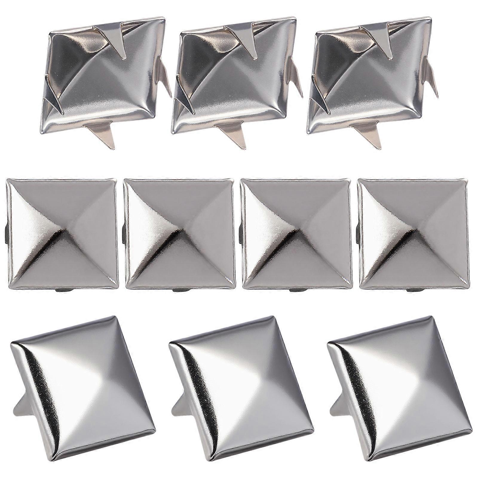 200 قطع مربع برشام معدني ترصيع المسامير مسمار ل DIY الشرير أحذية حزام الملابس ديكور (فضي)