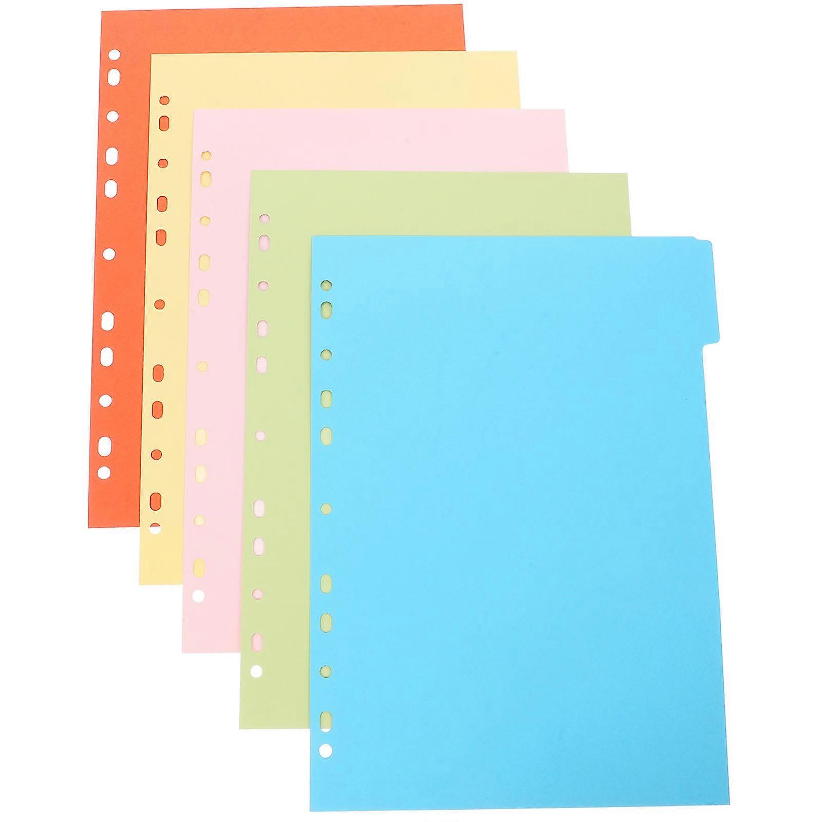 Assorted Color Notebook Binder Dividers for Paper Organization 5 Sheets