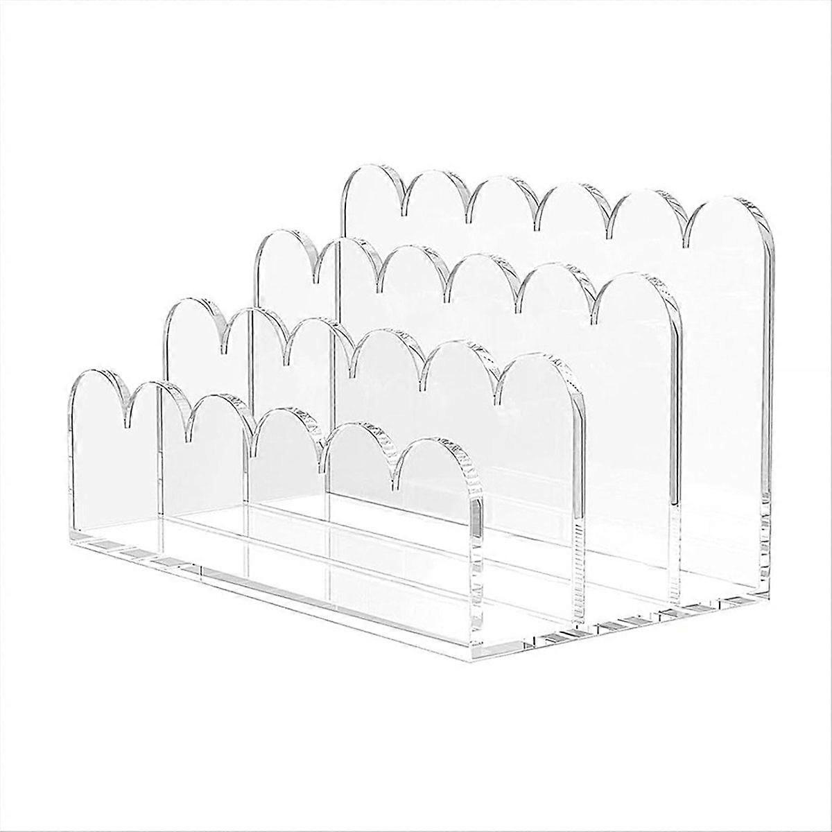 1 Pack 3-Slot Acrylic Mail Organizer for Desktop - Scalloped Clear Document Sorter, Vertical File Ho