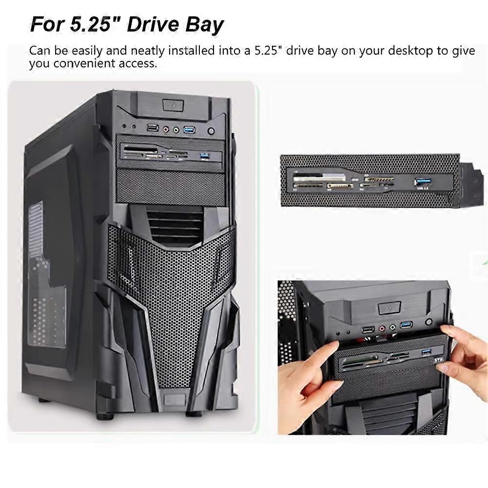 5.25In Internal Card Reader Media Multi-Function Dashboard PC Front Panel USB 3.0 Support CF XD MS M2 TF SD Card Reader