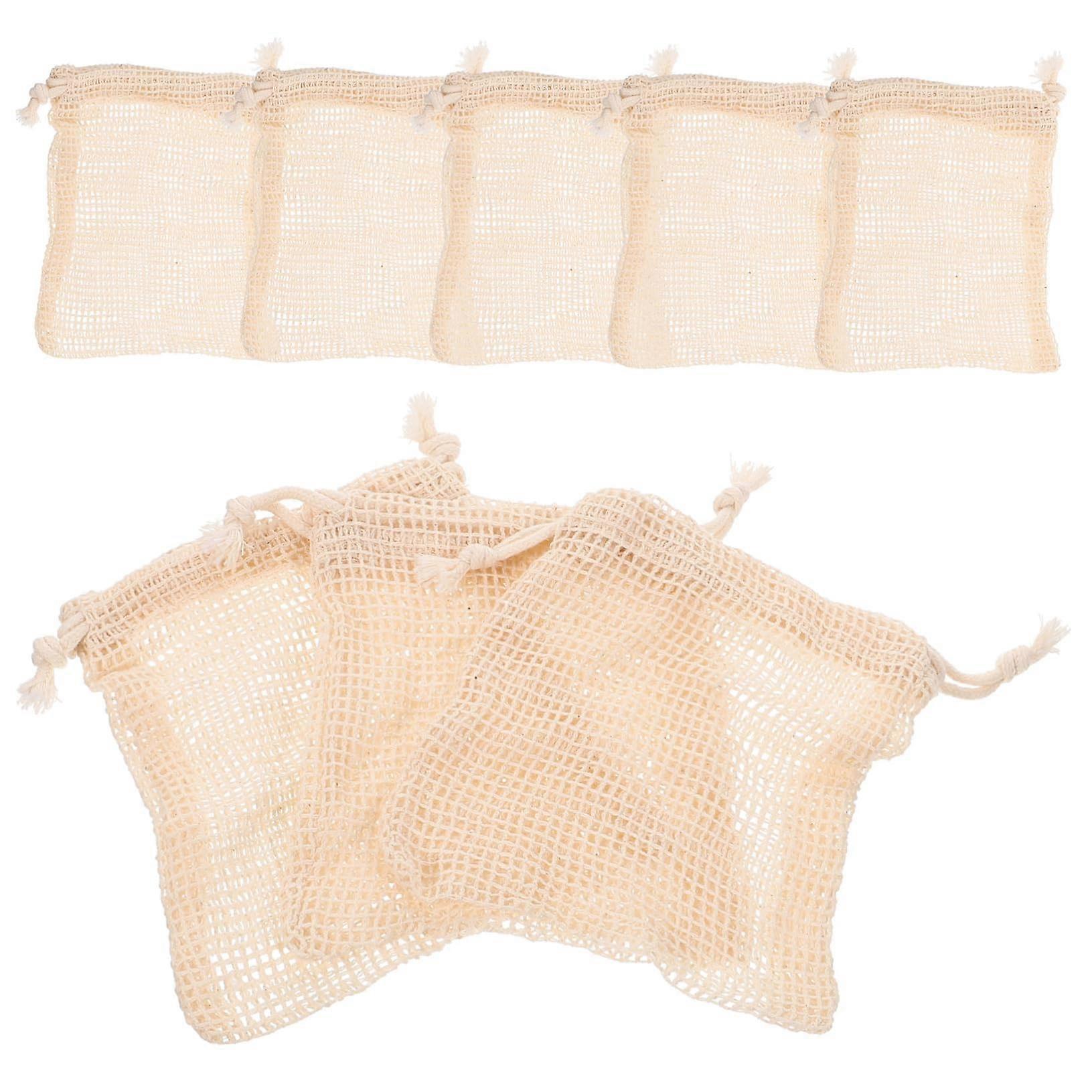 8pcs Exfoliating Soap Saver Bag Cotton Drawstring Mesh Pouch for Shower and Dense Foam Creation
